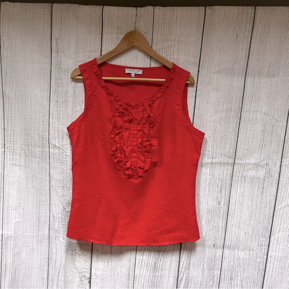 AUGUST SILK OPTIONS Linen top Size LARGE in CORAL